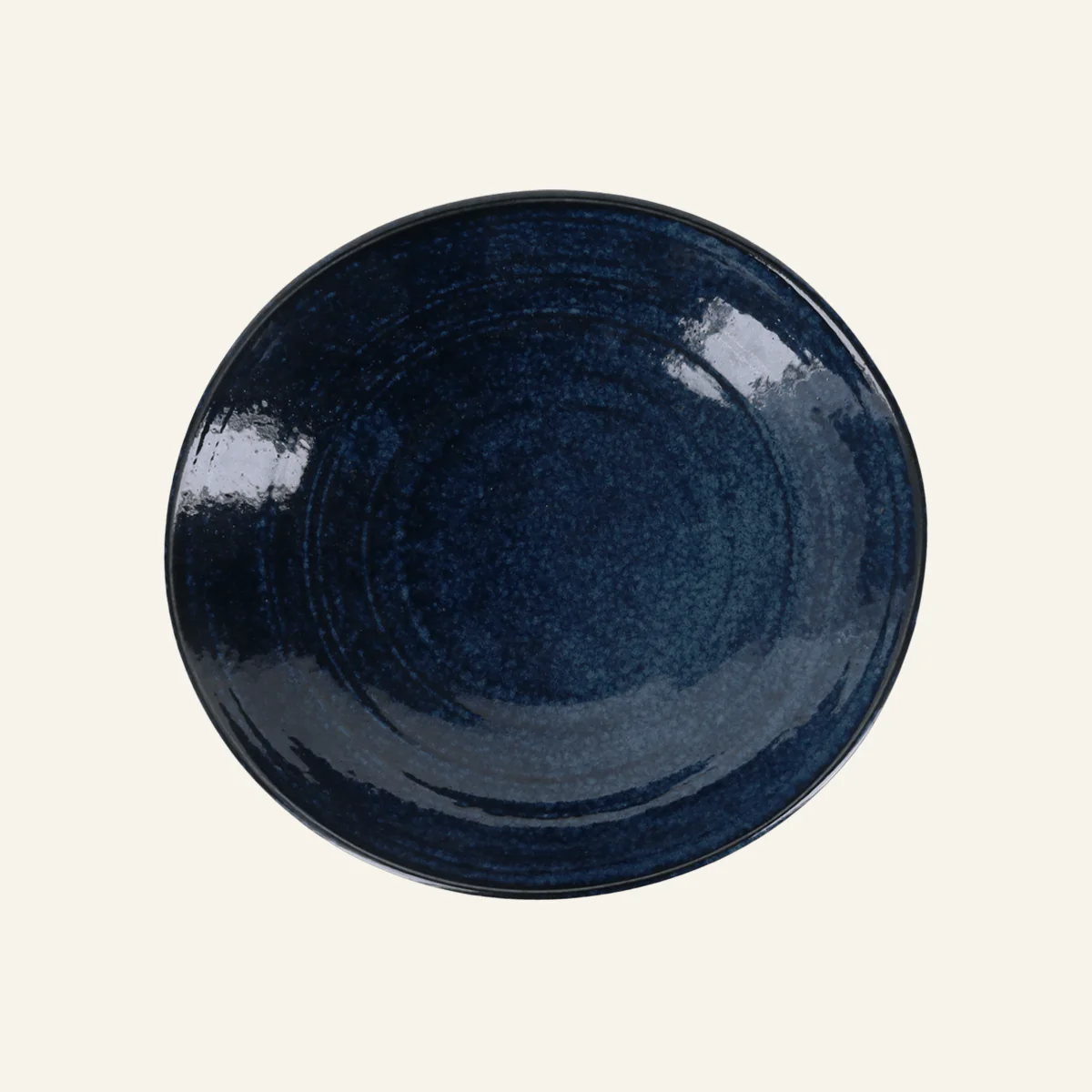 Assiette évasée bleue faïence fine Minoyaki "sarada"