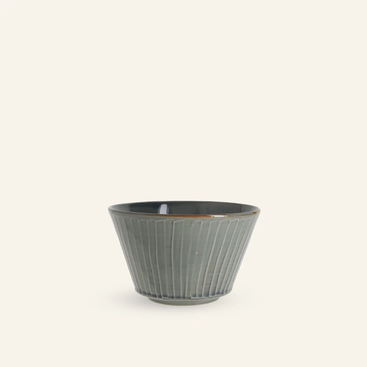 Bol rayé gris en porcelaine Hasamiyaki "choukokumon"