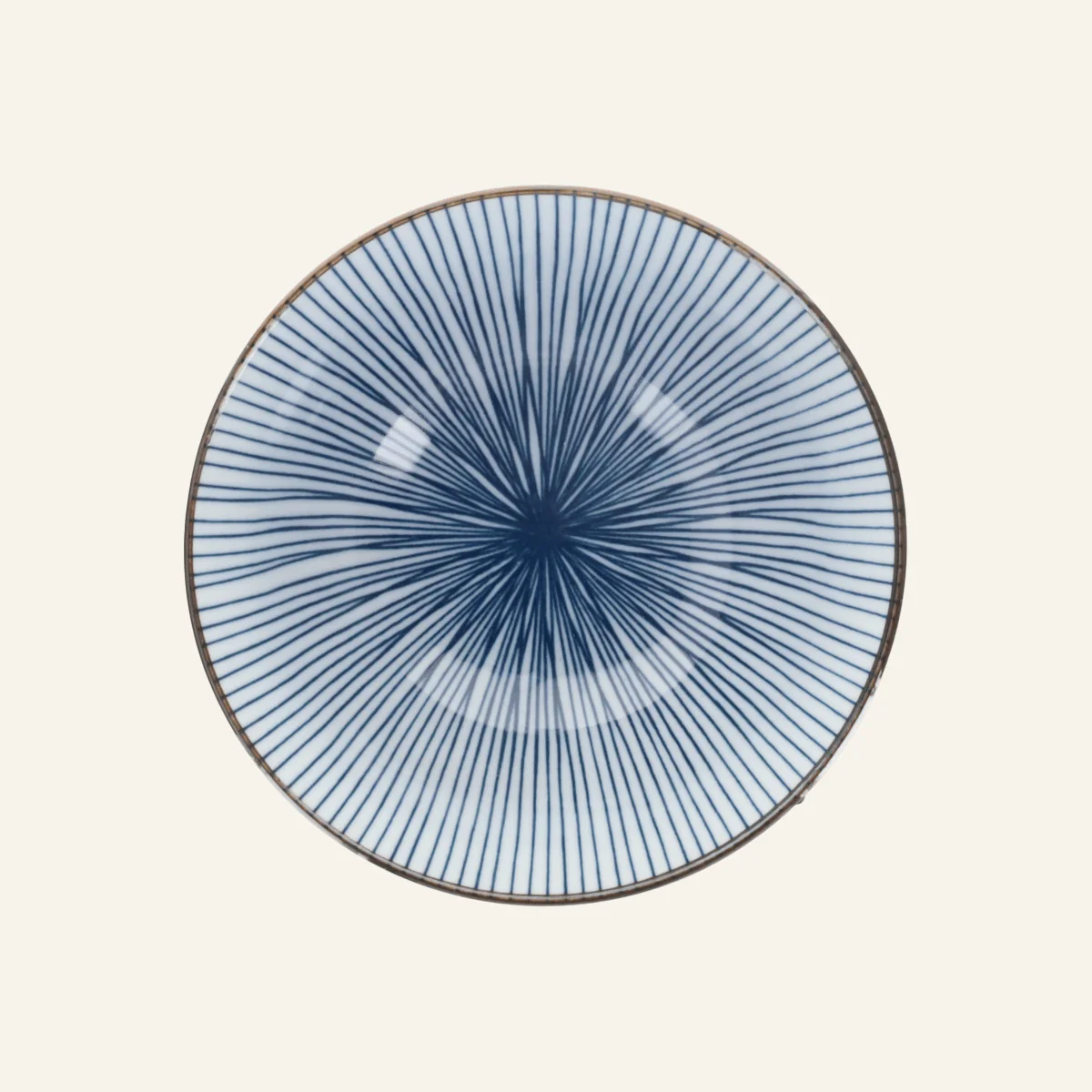 Bol Ă rayures bleues en porcelaine Minoyaki "naigai sensuji" - Image 2