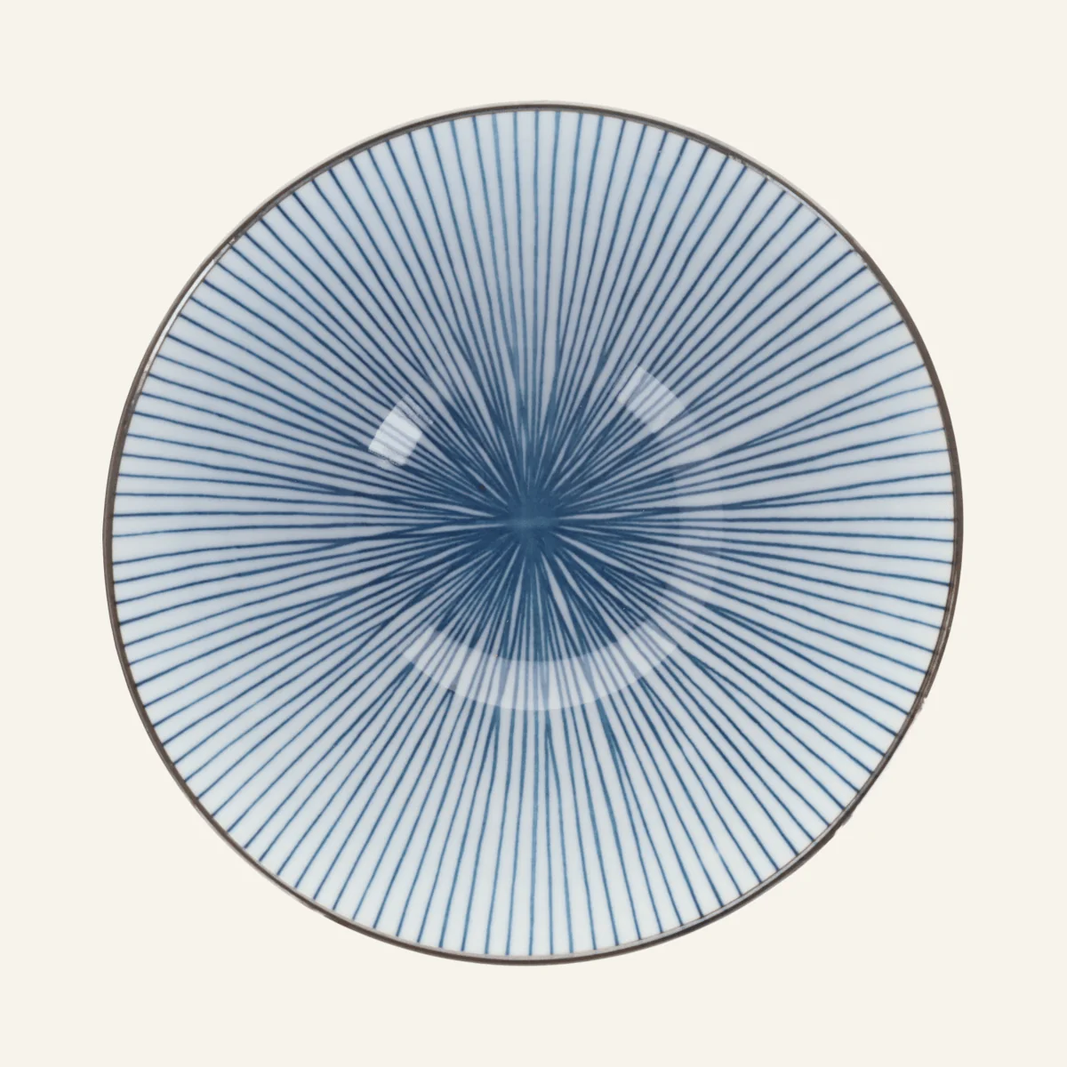 Bol Ă donburi Ă rayures bleues en porcelaine Minoyaki "naigai sensuji" - Image 2