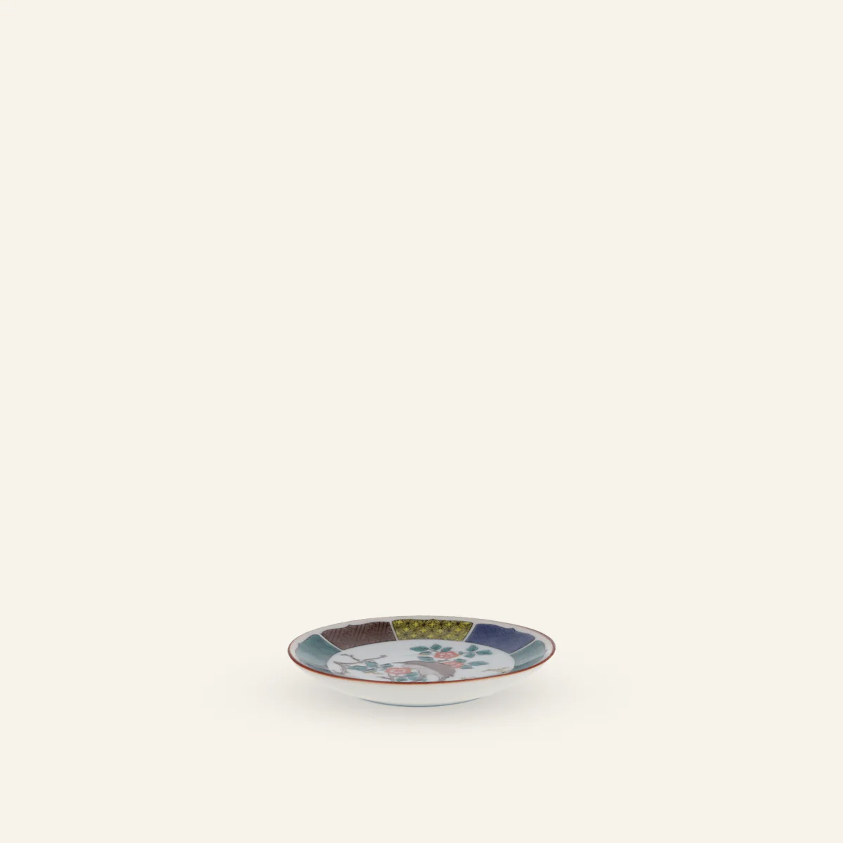 Petite assiette en porcelaine Kutaniyaki "Kacho"