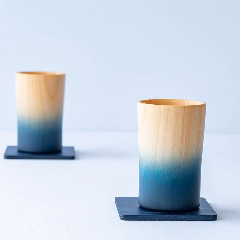2 tasses indigo en bois de cyprĂšs japonais hinoki - Image 4