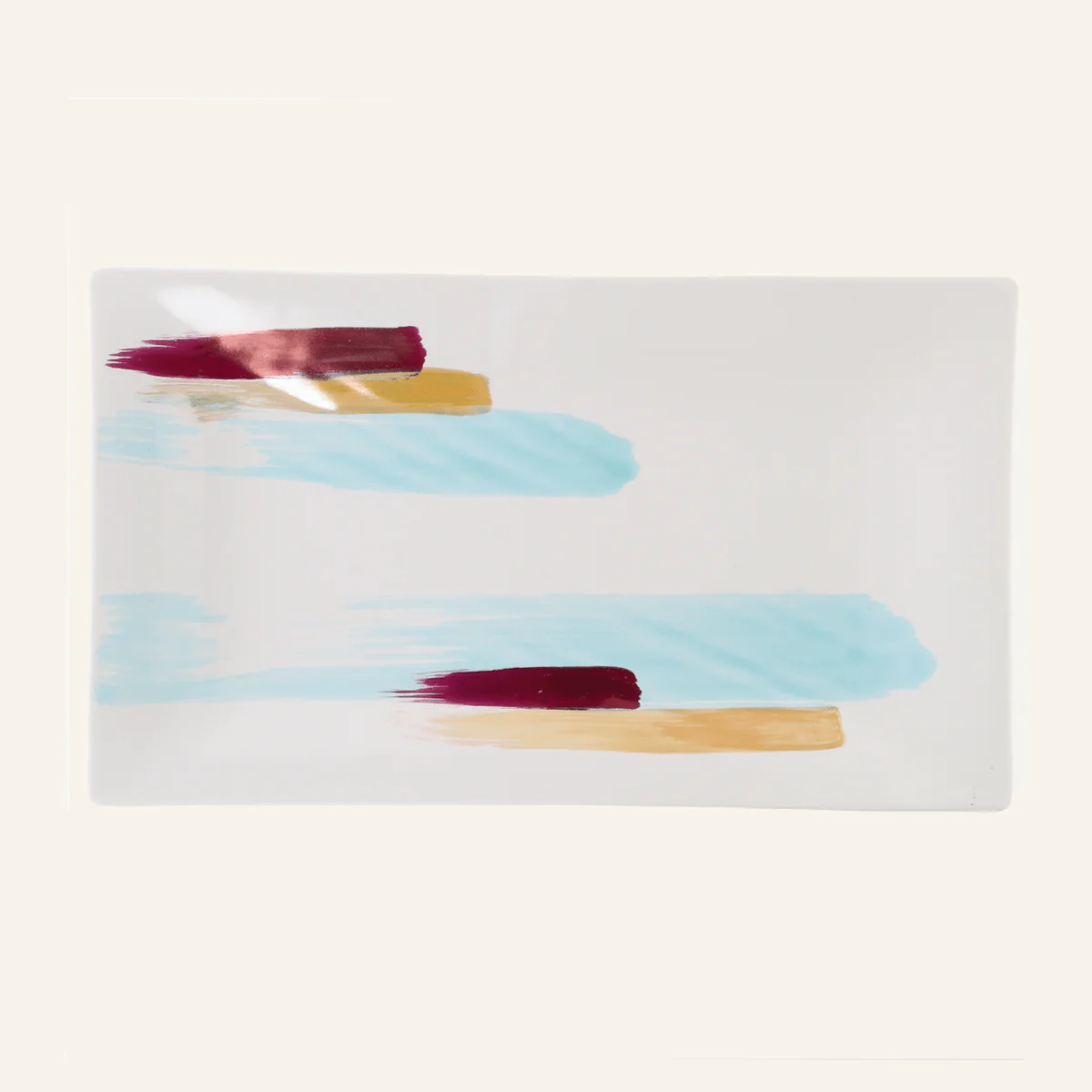 Grande assiette rectangulaire faïence fine Minoyaki "shirasagi"