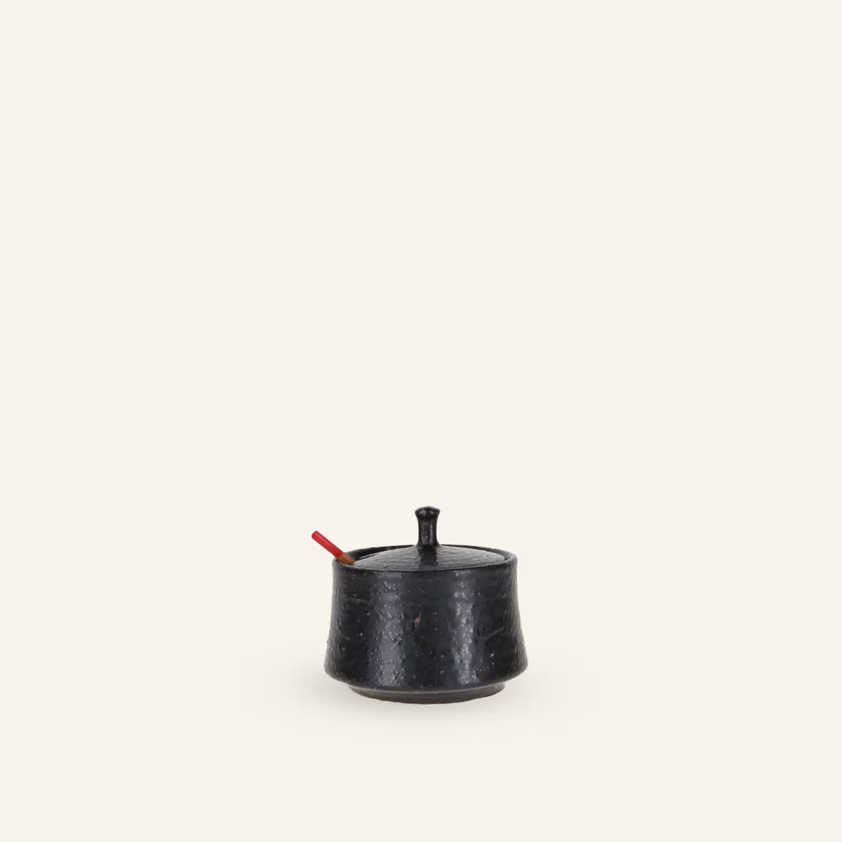 Pot Ă moutarde Karashiire faĂŻence fine Minoyaki "ankoku" (avec la cuillĂšre)