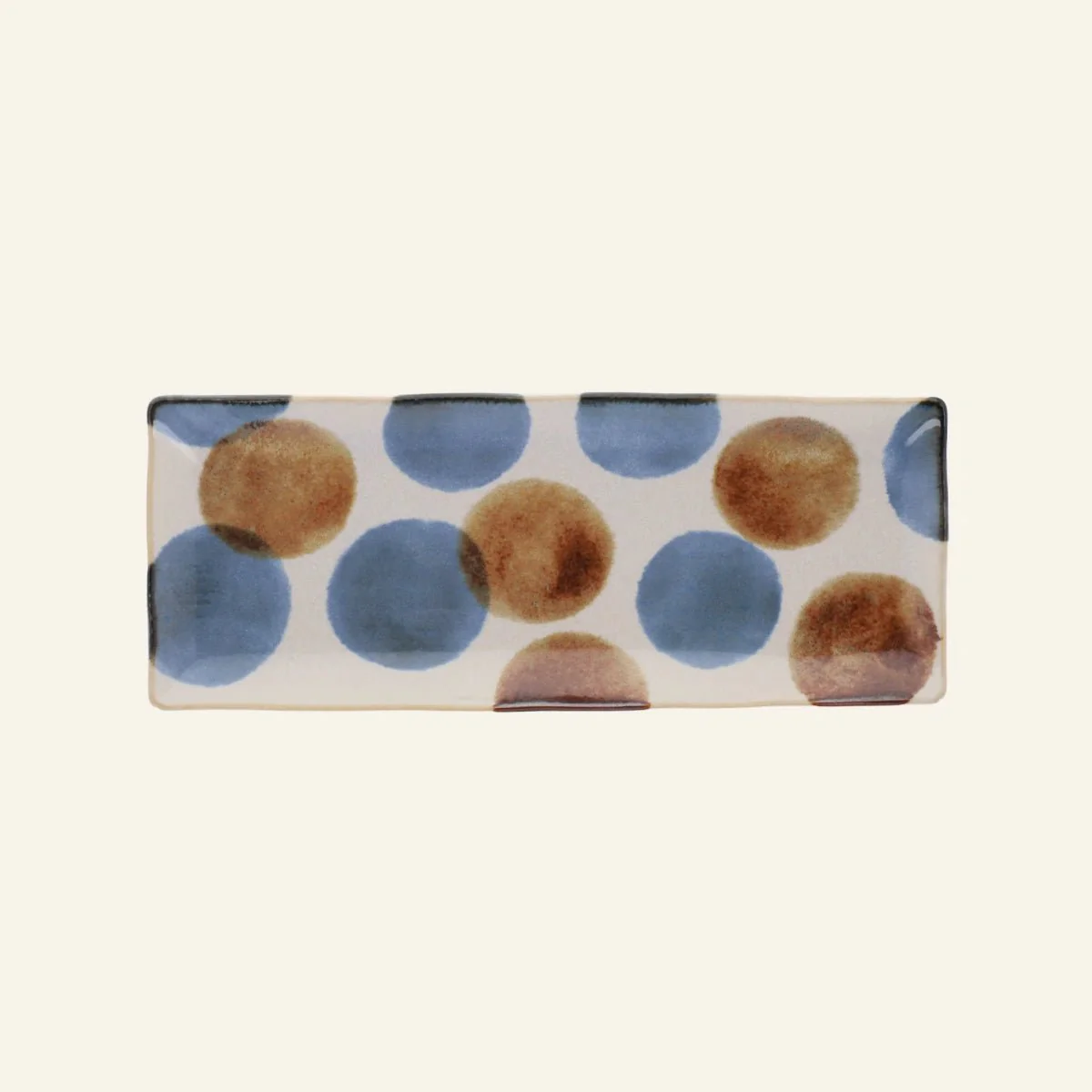 Assiette rectangulaire en porcelaine Minoyaki "Tenda", teintes inspirées d'Okinawa - Image 2