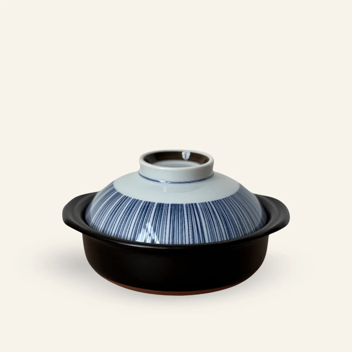 Cocotte bleue en grÚs avec couvercle à double utilisation Ί18.5cm "Donabe"