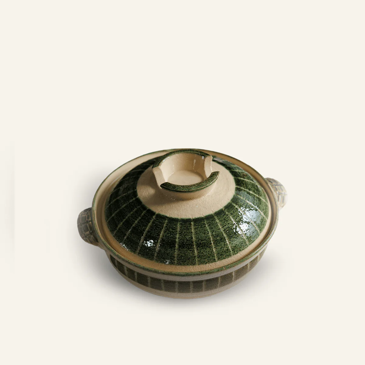 Cocotte verte en grĂšs "Donabe"